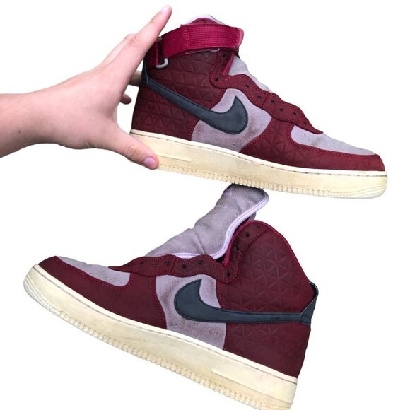 RARE 2016 Nike Air Force 1 High Premium Suede Burgundy Size 10 - Picture 2 of 11